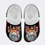 Raging Skull Helmet Print - Fur Lined Slippers/Sandals