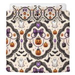 Gothic Halloween Pumpkin Print - Three Piece Bedding Set