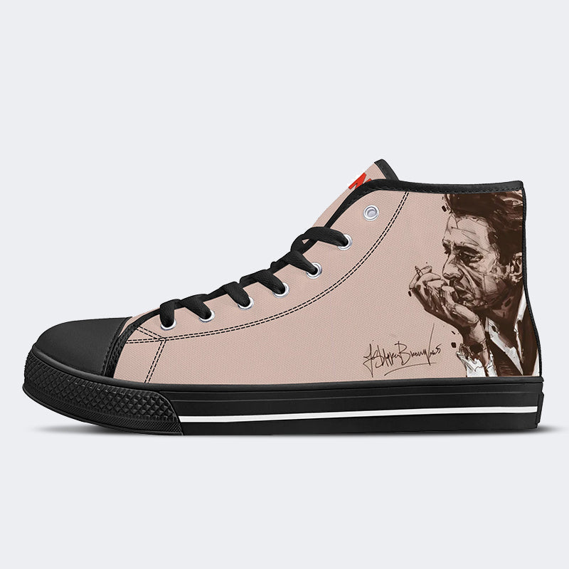 Johnny Cash Cigarette Painting - High Top Canvas