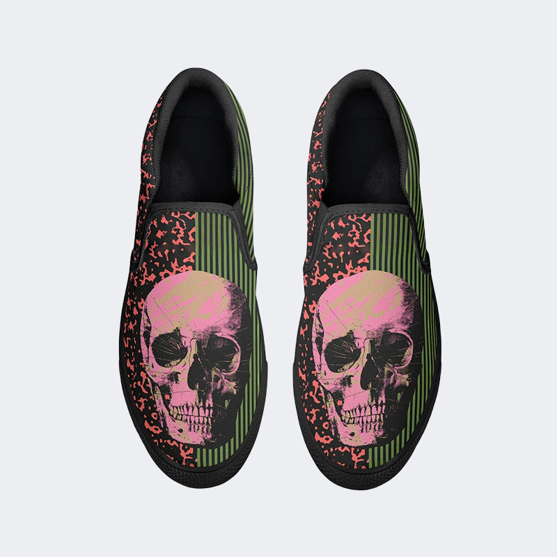 Unisex Skull Print - Slip On Shoes