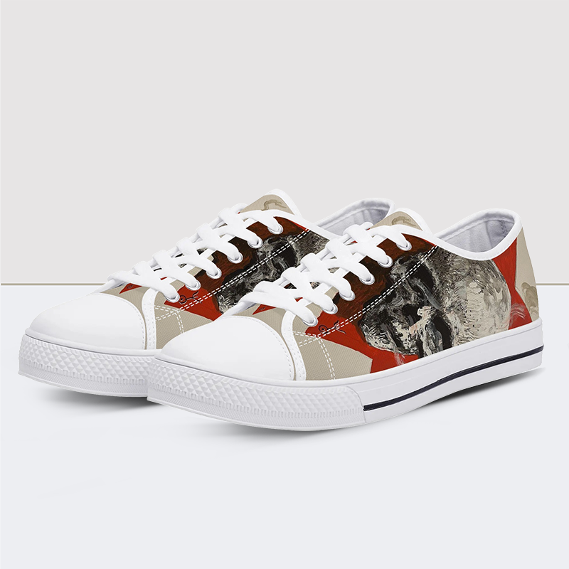 Incantations Skull Low Top Canvas Shoes