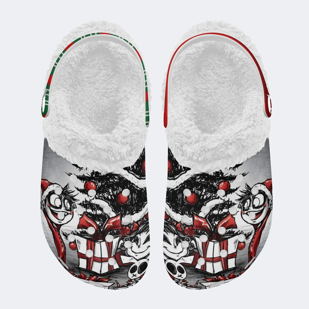 Christmas Dark Art Print - Fur Lined Slippers/Sandals