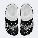 Surreal Death Moth&Skull - Fur Lined Slippers/Sandals