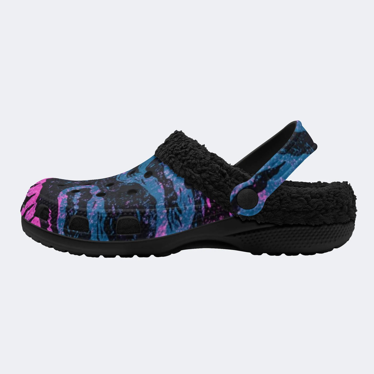 Dark Zebra Stripe - Fur Lined Slippers/Sandals