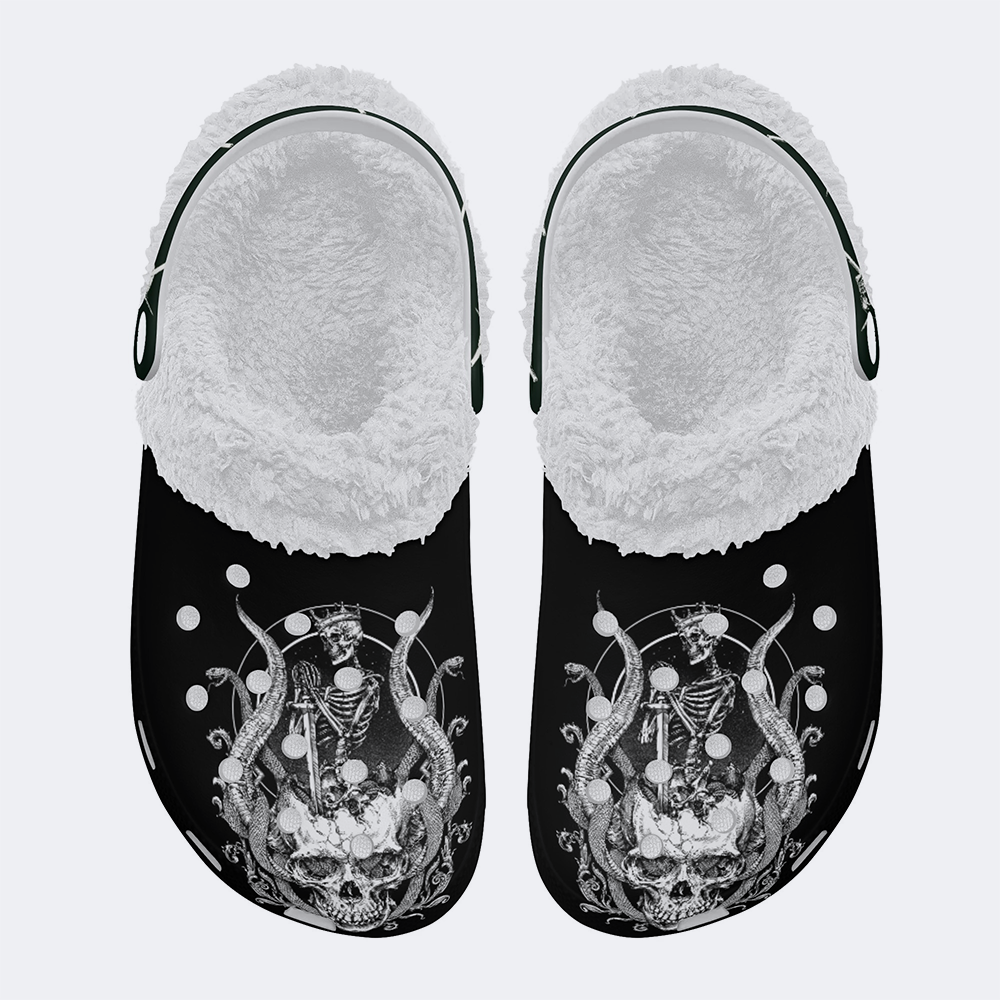 Horror Skull King - Fur Lined Slippers/Sandals