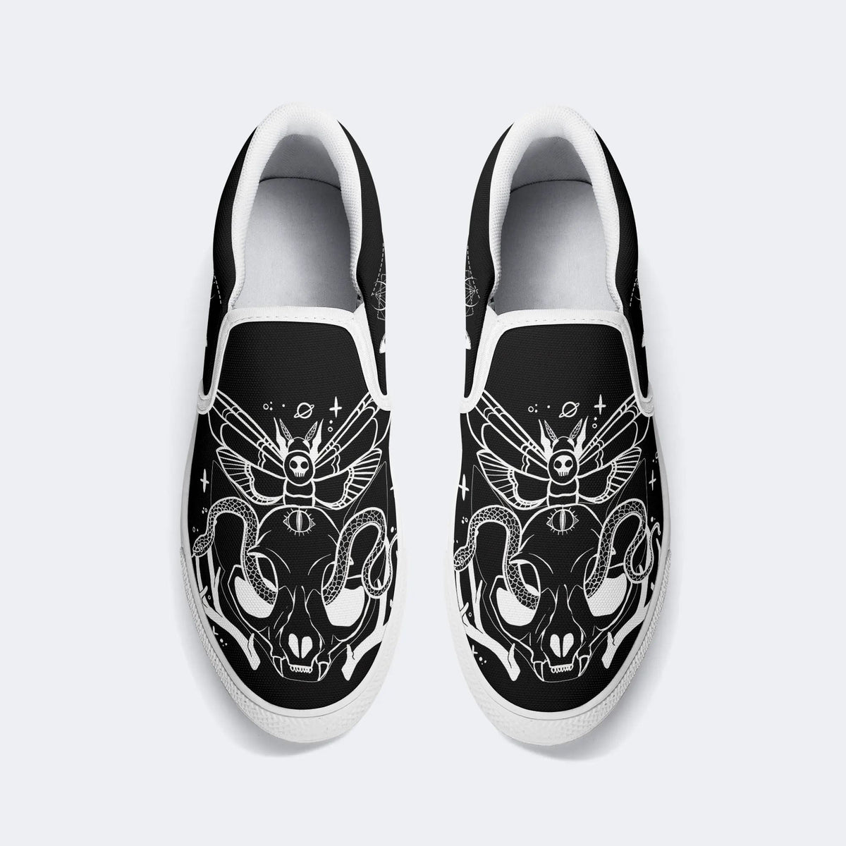 Chaussures unisexes à enfiler avec imprimé Death Moth&amp;Skull 