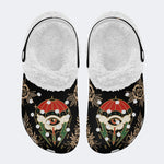 Lightning Umbrella Eyes Print - Fur Lined Slippers/Sandals