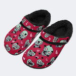 Zombie Heart Skull - Fur Lined Slippers/Sandals