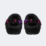 Neon Star Crossbones Skull - Fur Lined Slippers/Sandals