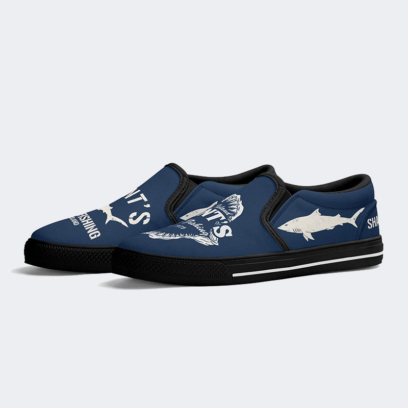 Shark Fishing Jaws Retro Unisex - Slip On Shoes