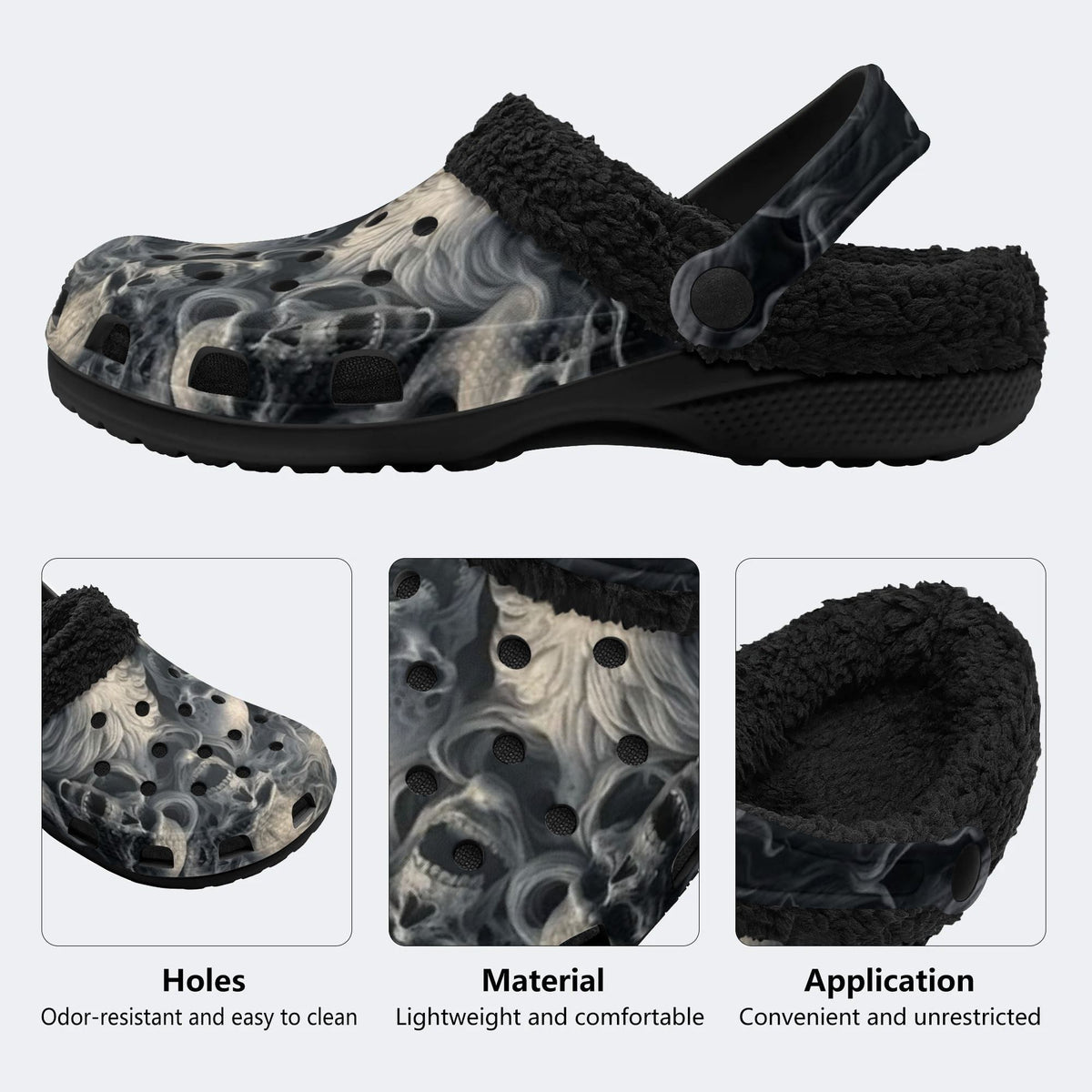 Smoke Skull - Fur Lined Slippers/Sandals