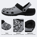 Moon&Star&Eye Faux Decal Print - Fur Lined Slippers/Sandals