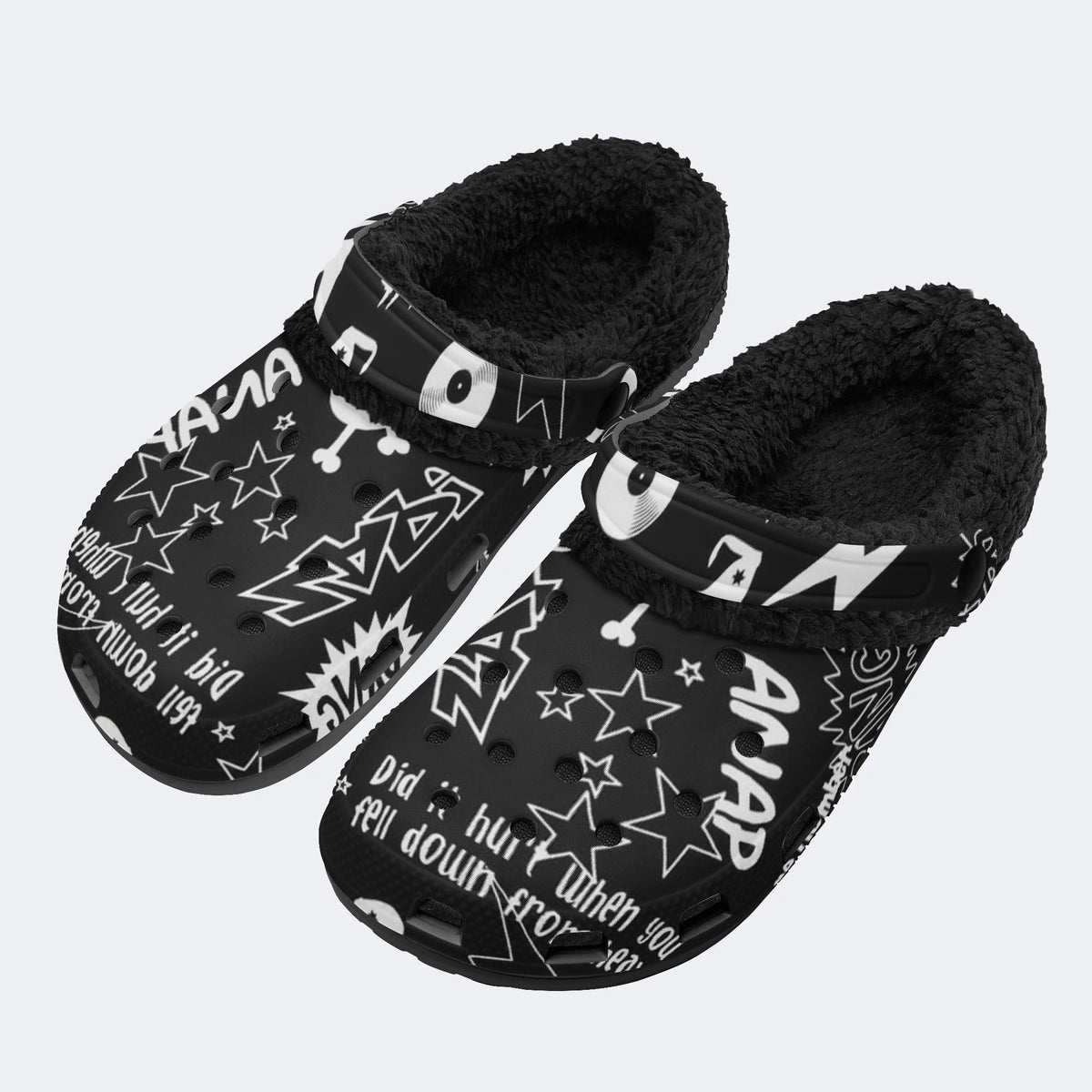 Rock Star Graffiti - Fur Lined Slippers/Sandals