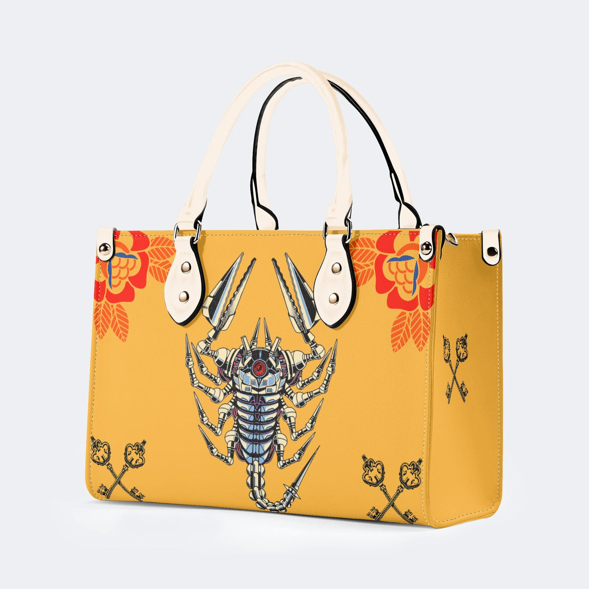 Mechanical Scorpion Print - Leather Handbag