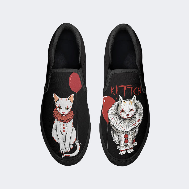 Horror Movie Kitten Print - Slip On Shoes