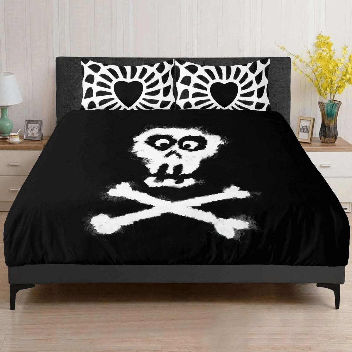 Gothic Skull Print - Three Piece Bedding Set