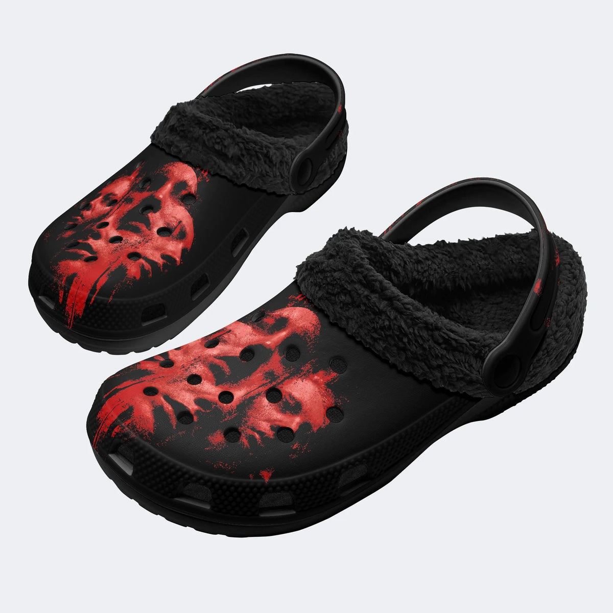 Blood Splash Skull - Fur Lined Slippers/Sandals