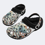 Octopus Print - Fur Lined Slippers/Sandals