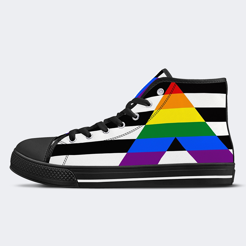 Straight Ally Flag High Top Canvas Shoes