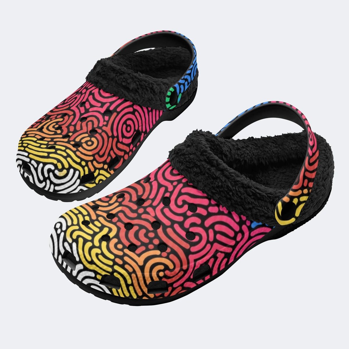 Maze Line Art - Fur Lined Slippers/Sandals