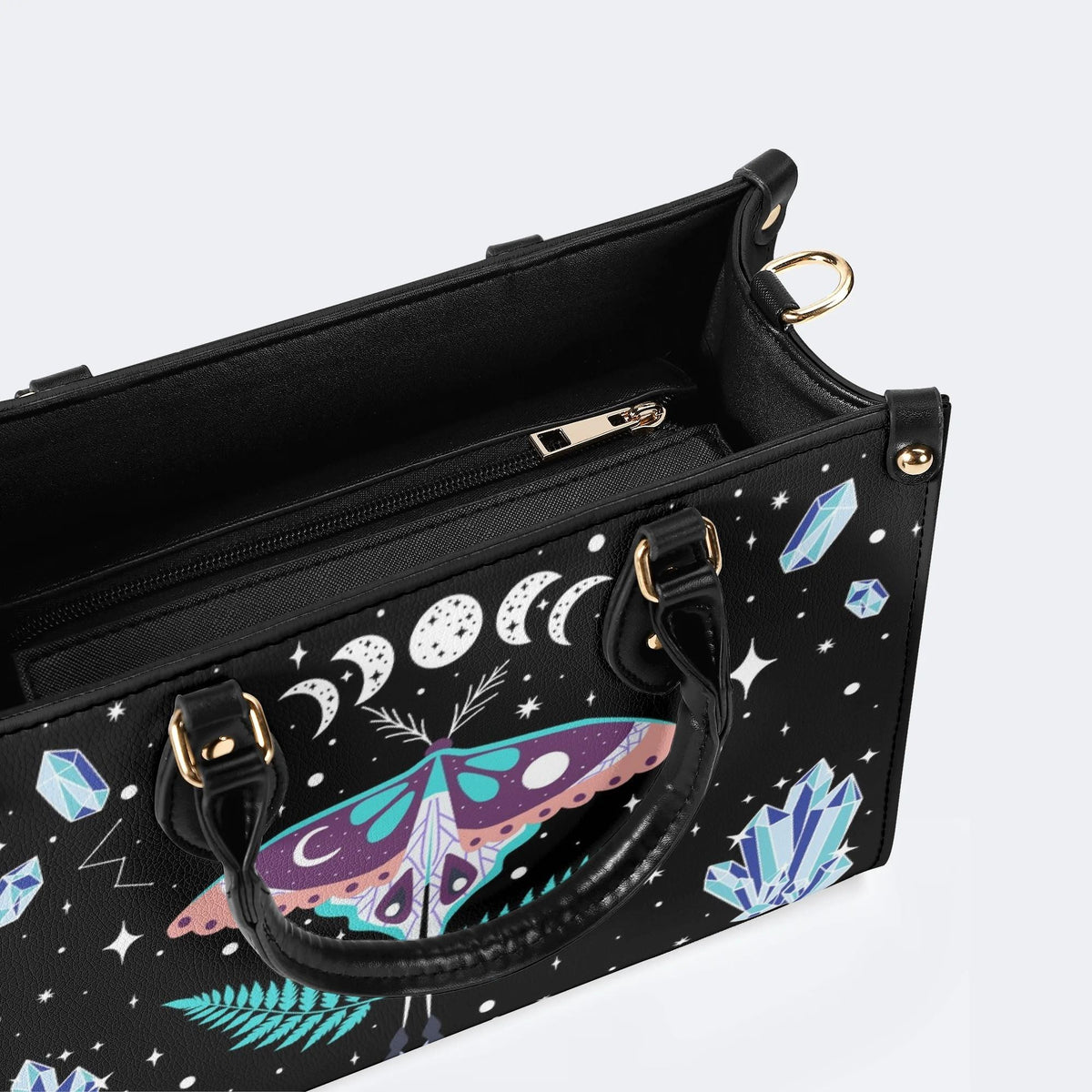 Death Moth Under The Stars - Leather Handbag