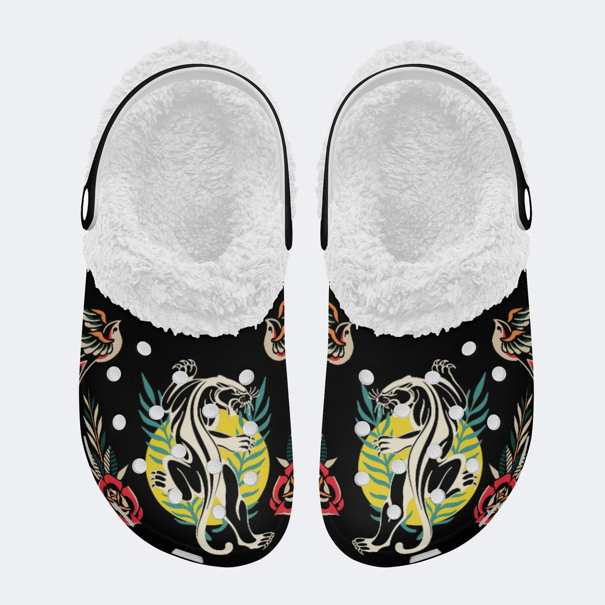 Unisex Leopard Art Print - Fur Lined Slippers/Sandals