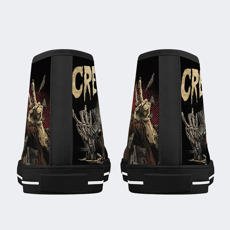 Horror Movie Vintage Graphic Print- High Top Canvas