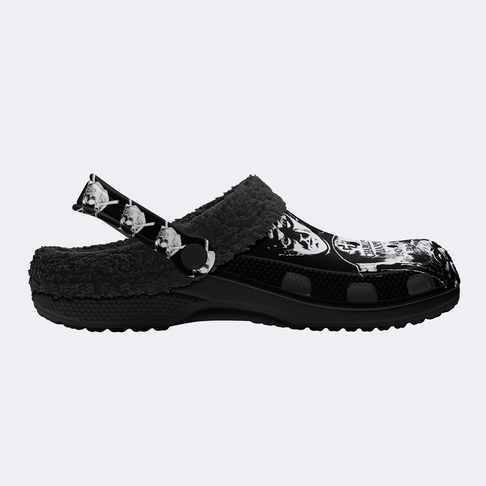 Horror Print - Fur Lined Slippers/Sandals