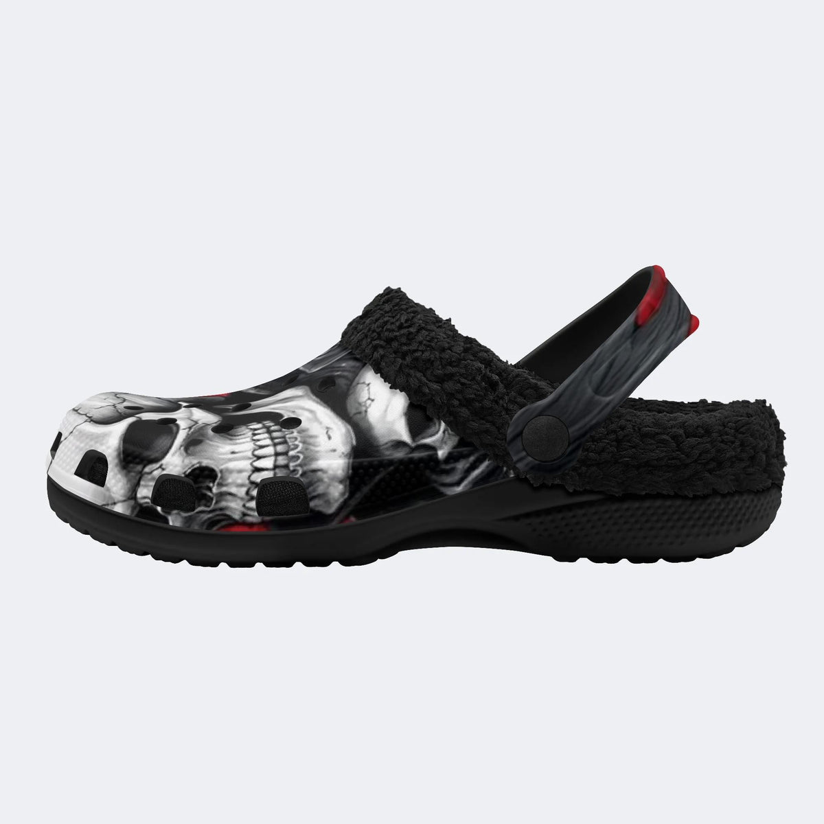Skull Red Rose - Fur Lined Slippers/Sandals