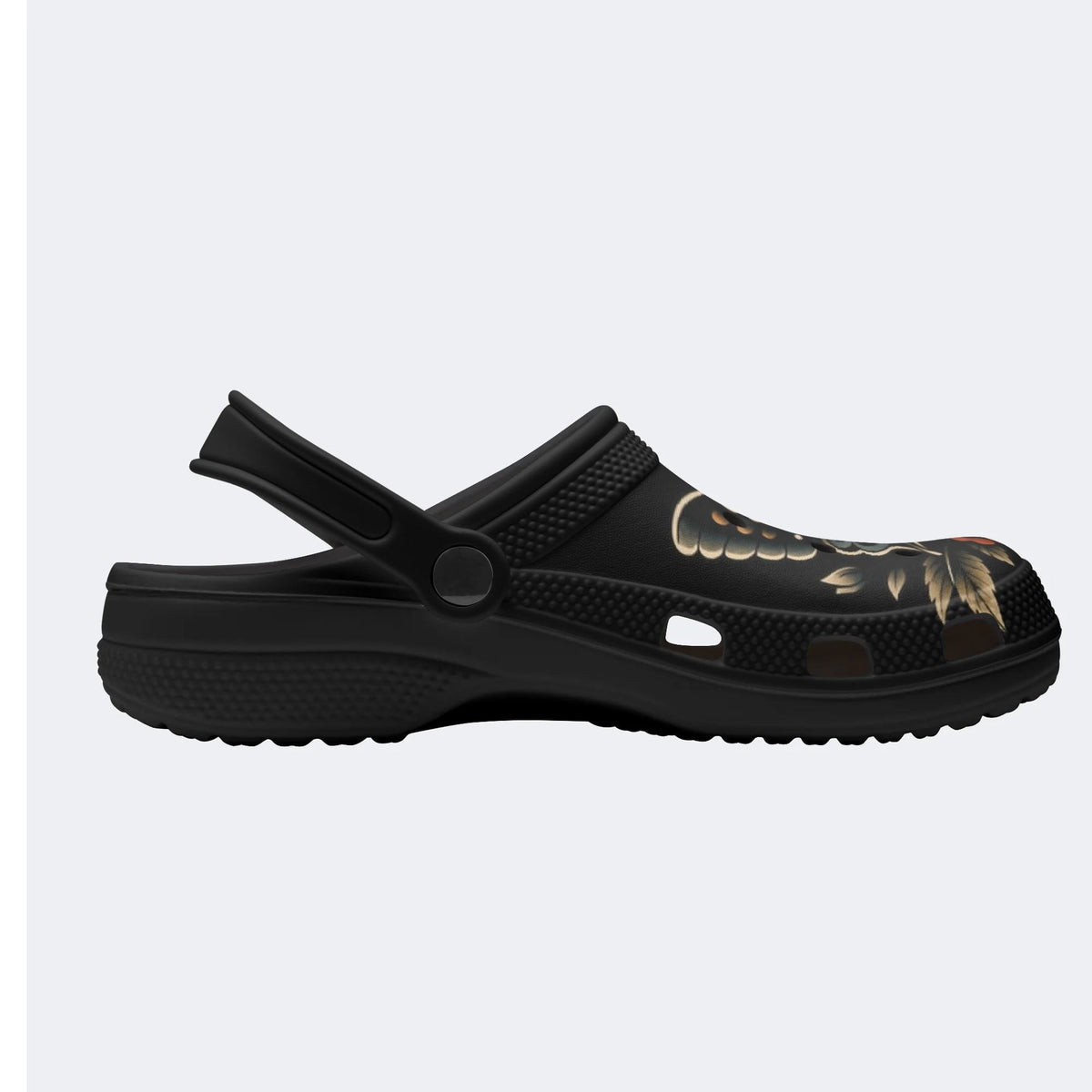 Skull And Moth Print - Slippers/Sandals