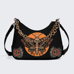Old School Death Moth Vintage Print - Leather Crossbody Bag
