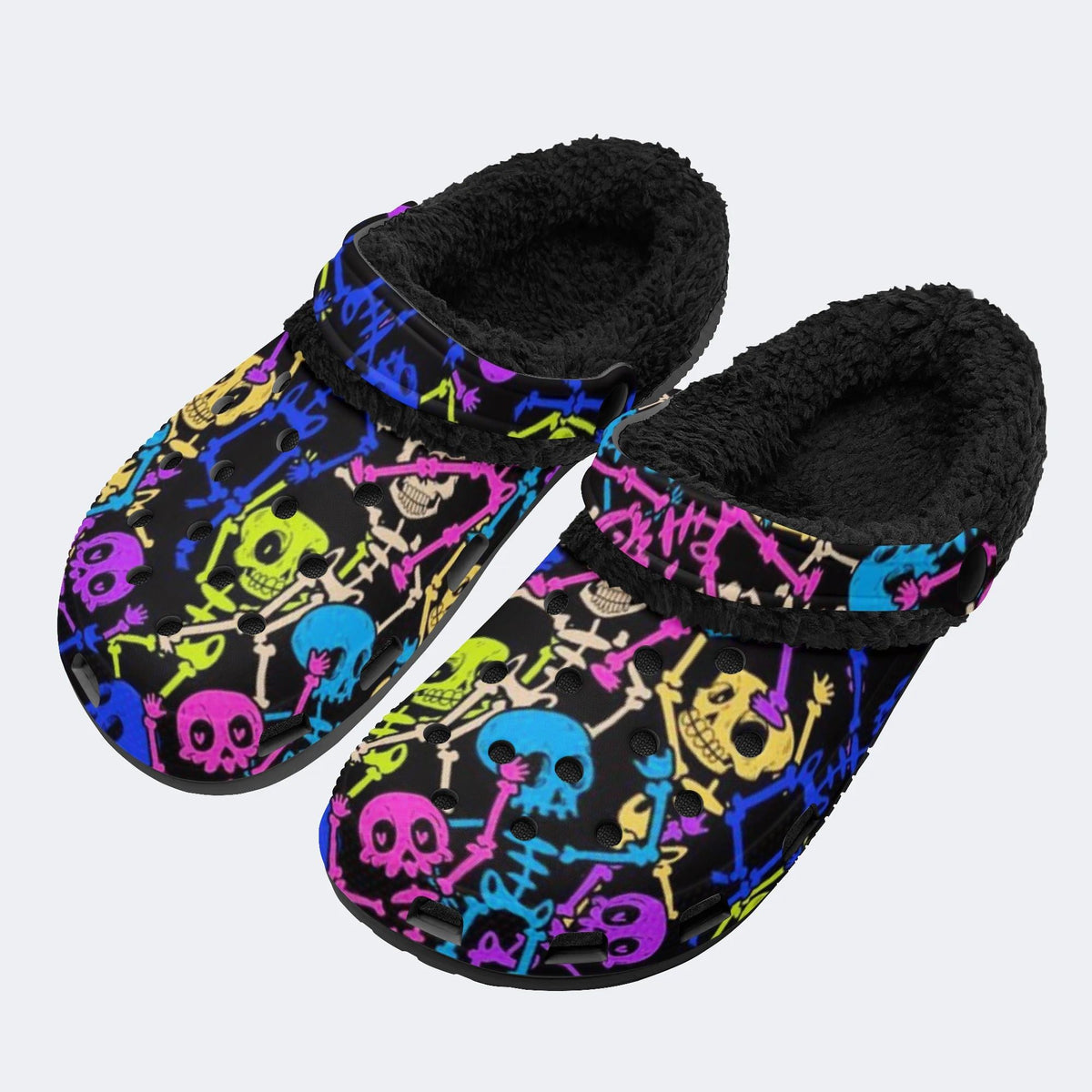 Punk Skeleton - Fur Lined Slippers/Sandals