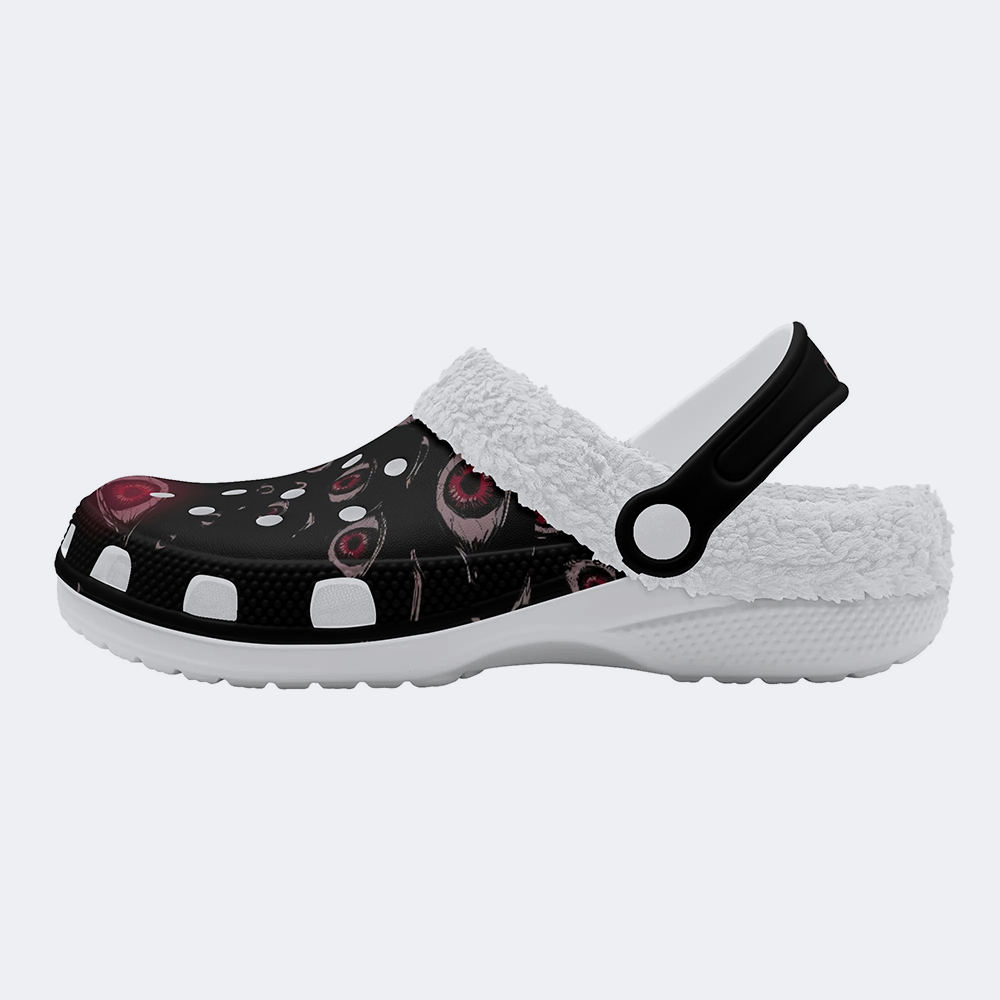 Unisex Evil Eyes Print - Fur Lined Slippers