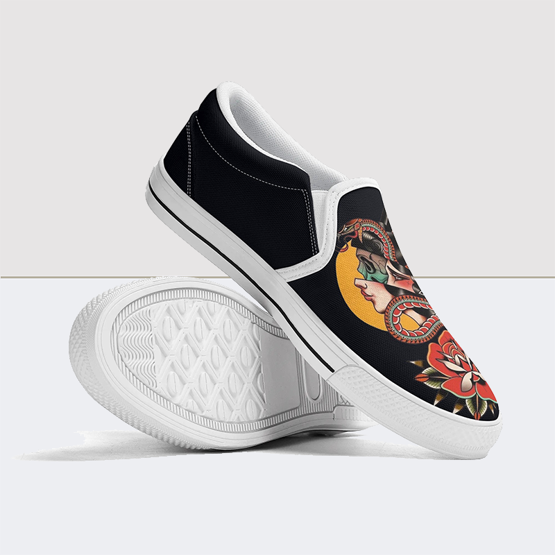 Snake&Figure&Letter&Floral Slip On Shoes