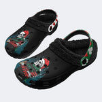 Horror Christmas Skull Print - Fur Lined Slippers/Sandals