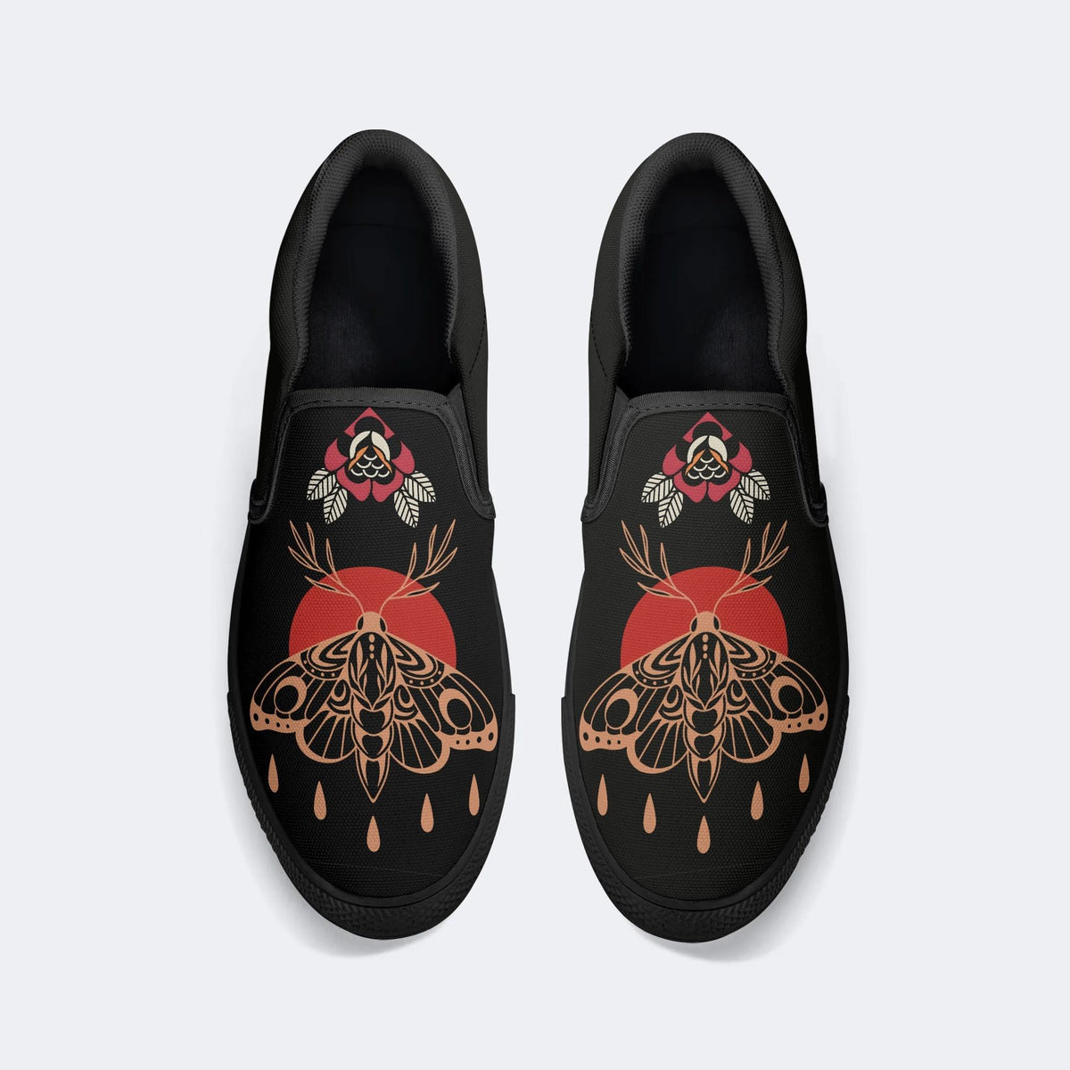 Vintage Death Moth Print - Slip On Shoes
