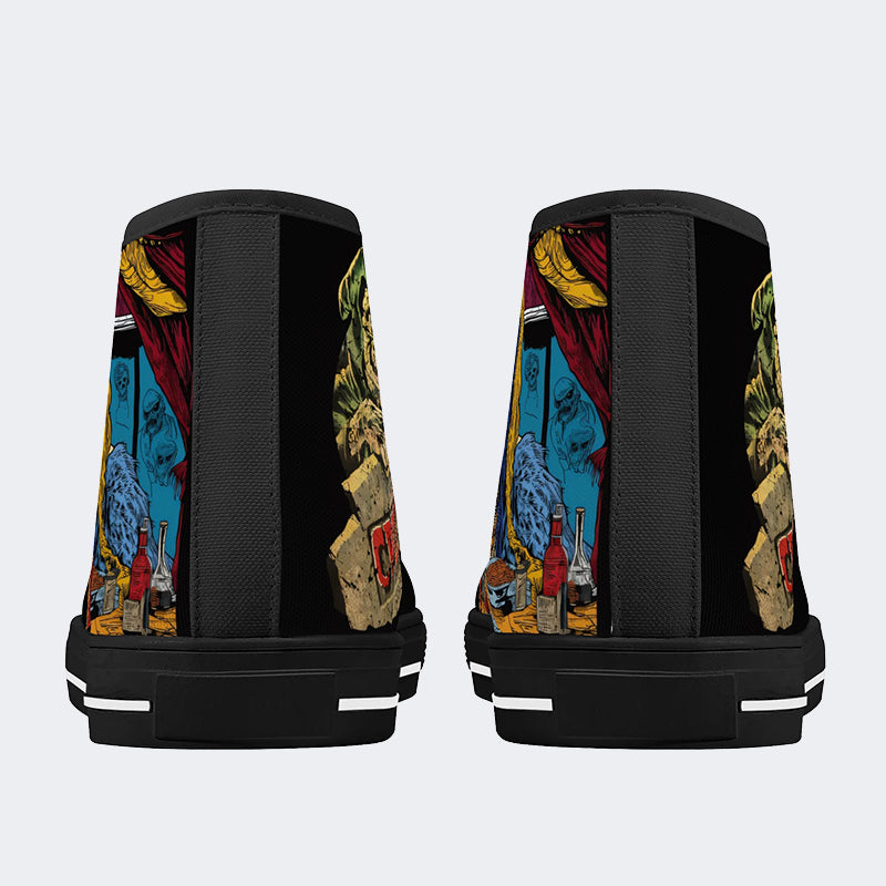 Horror Movie Vintage Graphic- High Top Canvas