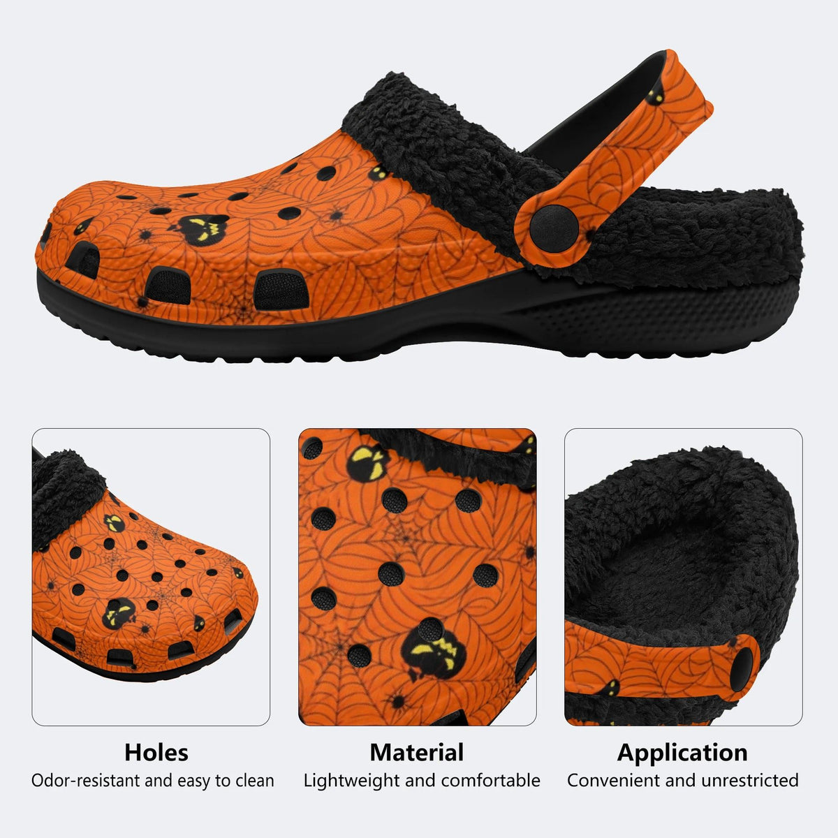 Pumpkin Spider Web - Fur Lined Slippers/Sandals