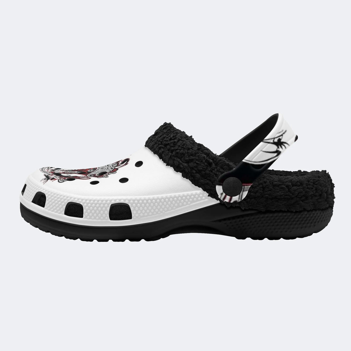 Vintage Tattoo Skull - Fur Lined Slippers/Sandals