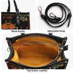 Death Moth Leaf Print - Leather Handbag
