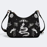 Snake And Beath Moth Print - Leather Crossbody Bag
