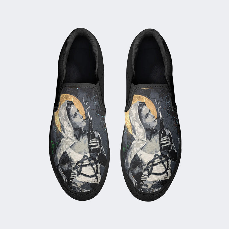 Unisex Retro Graffiti Art Print - Slip On Shoes