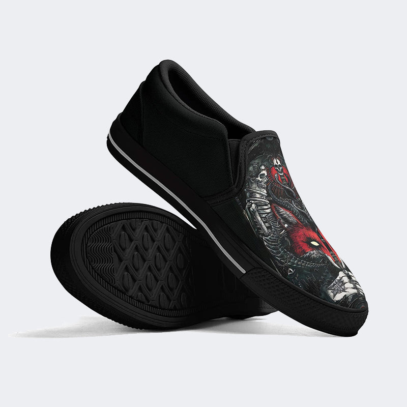 Unisex Skull Graphic Print - Slip On Shoes