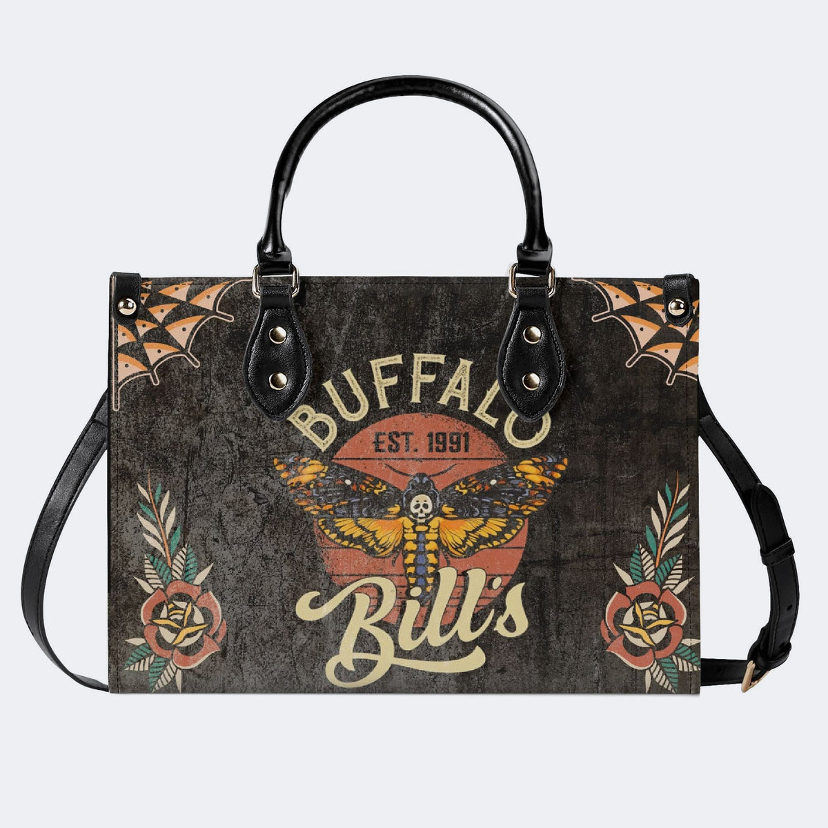 Vintage Death Moth Print - Leather Handbag