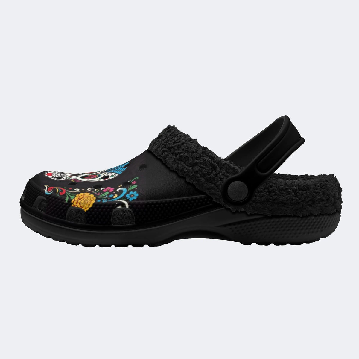 Gothic Color Skull - Fur Lined Slippers/Sandals