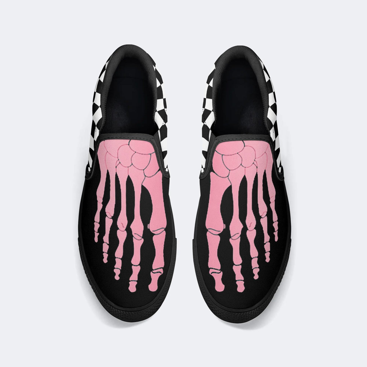 Pink Gradient Skeleton Toes Skull - Slip On Shoes