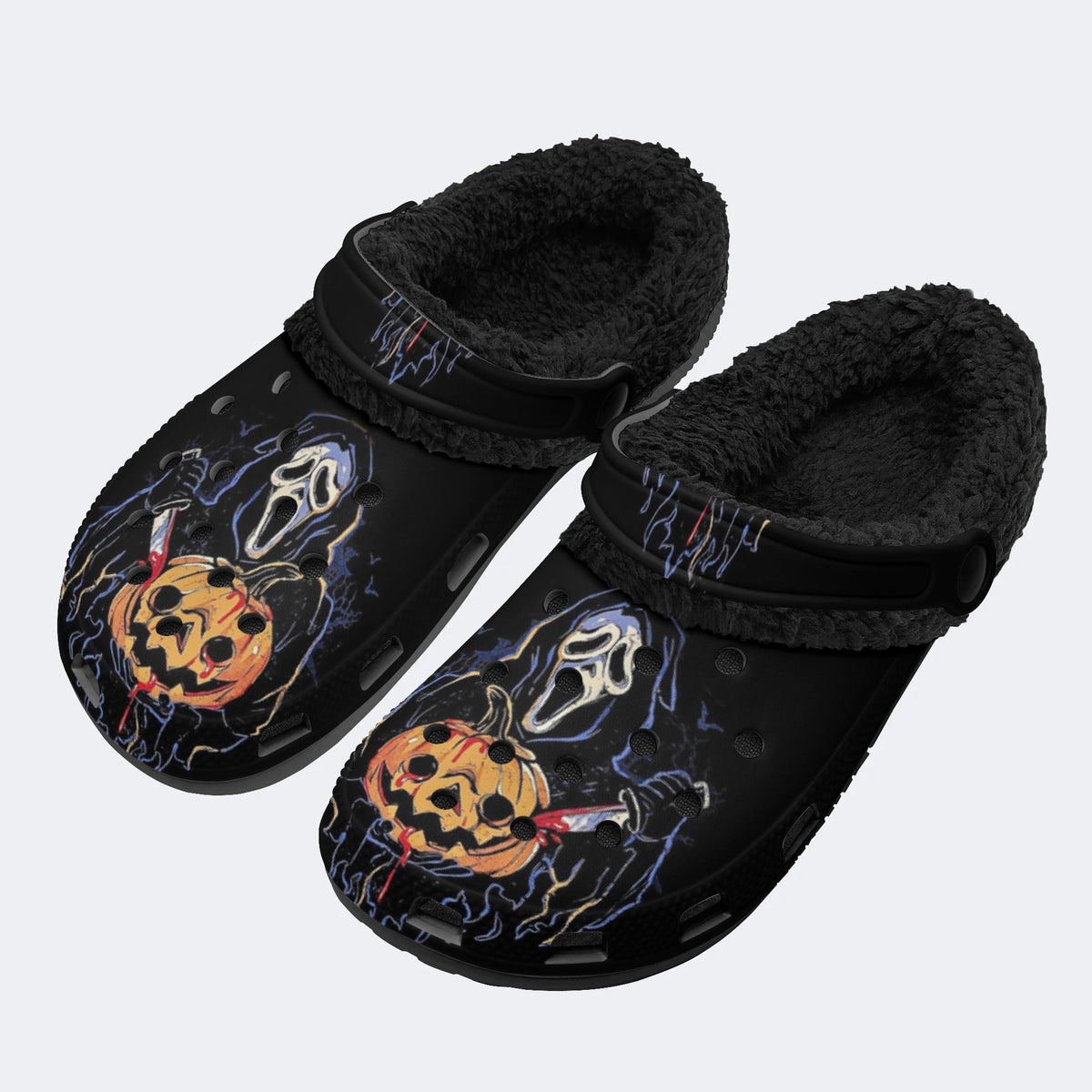 Halloween Scream Ghost - Fur Lined Slippers/Sandals