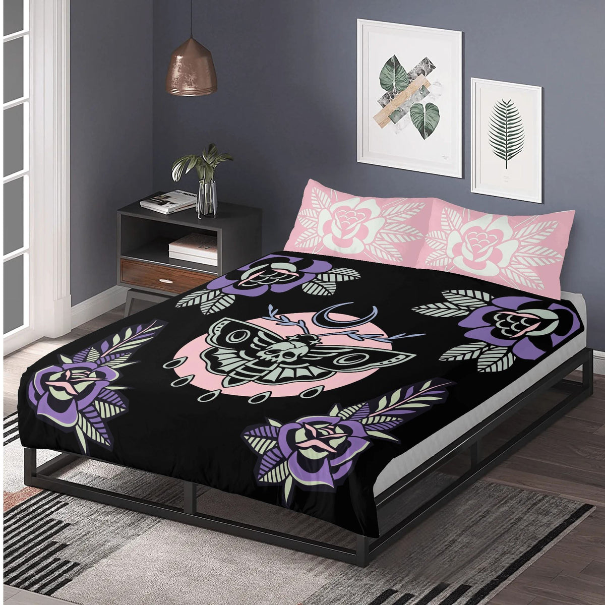 Death Moth Vintage Print - Three Piece Bedding Set