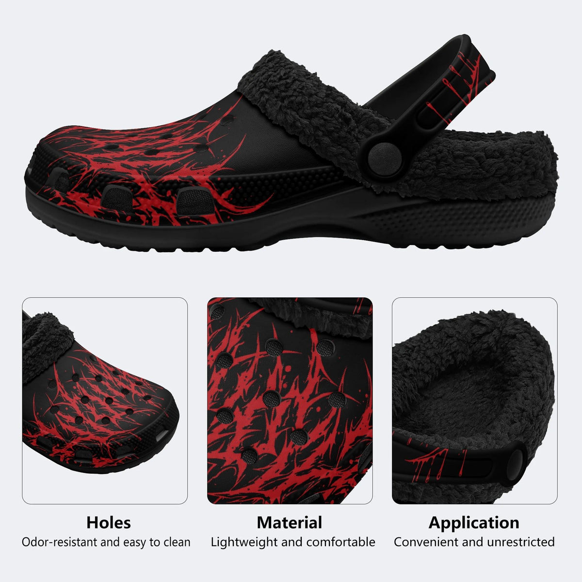 Gothic Red Thorn Art - Fur Lined Slippers/Sandals