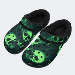 Toxic Green Smoke Skulls - Fur Lined Slippers/Sandals